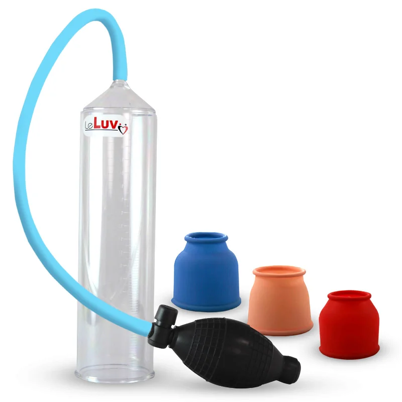 LeLuv BETTER Bgrip EasyOp Penis Pump | Silicone Hose Upgrade and 3 Sizes of Sleeves