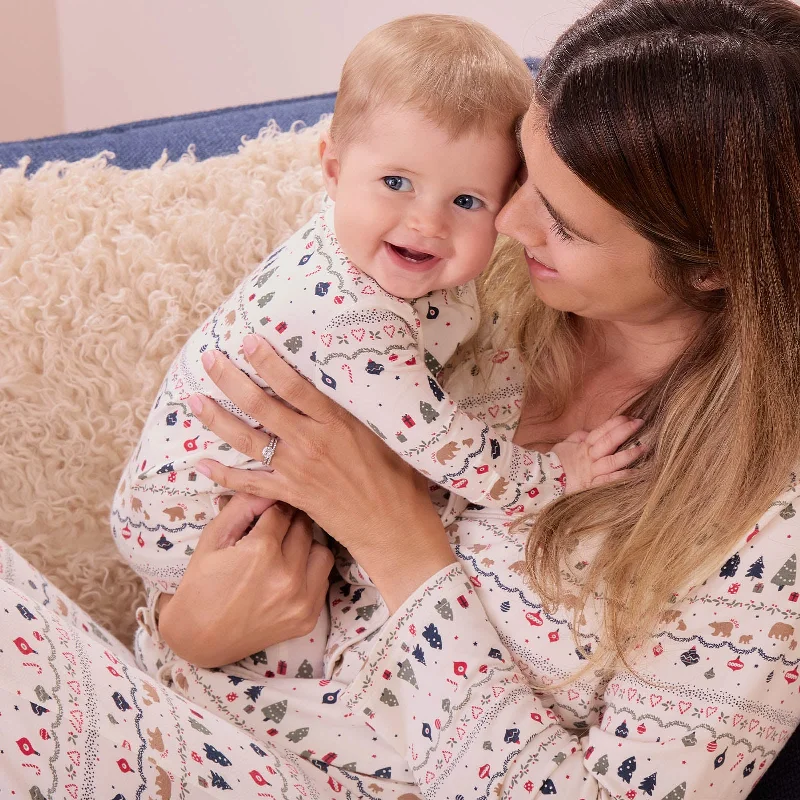 Festive Fair Isle Modal Clever Zip Baby Pajamas