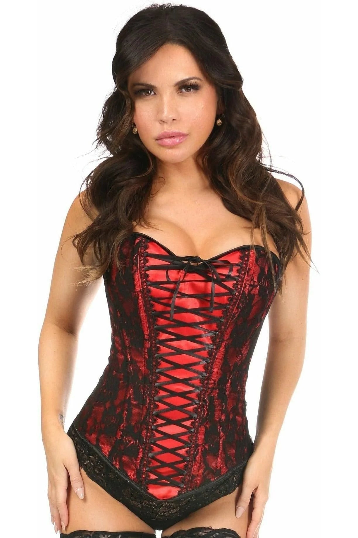 Lavish Lace-Up Overbust Corset w/Black Lace