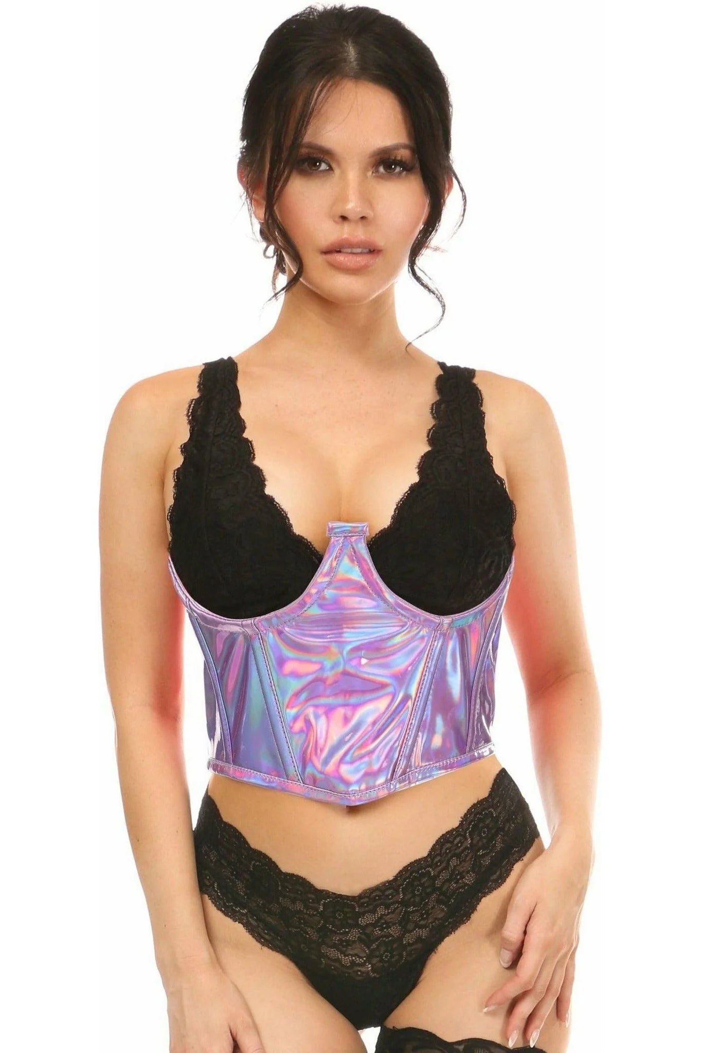 Lavish Lavender Holographic Underbust Corset Queen