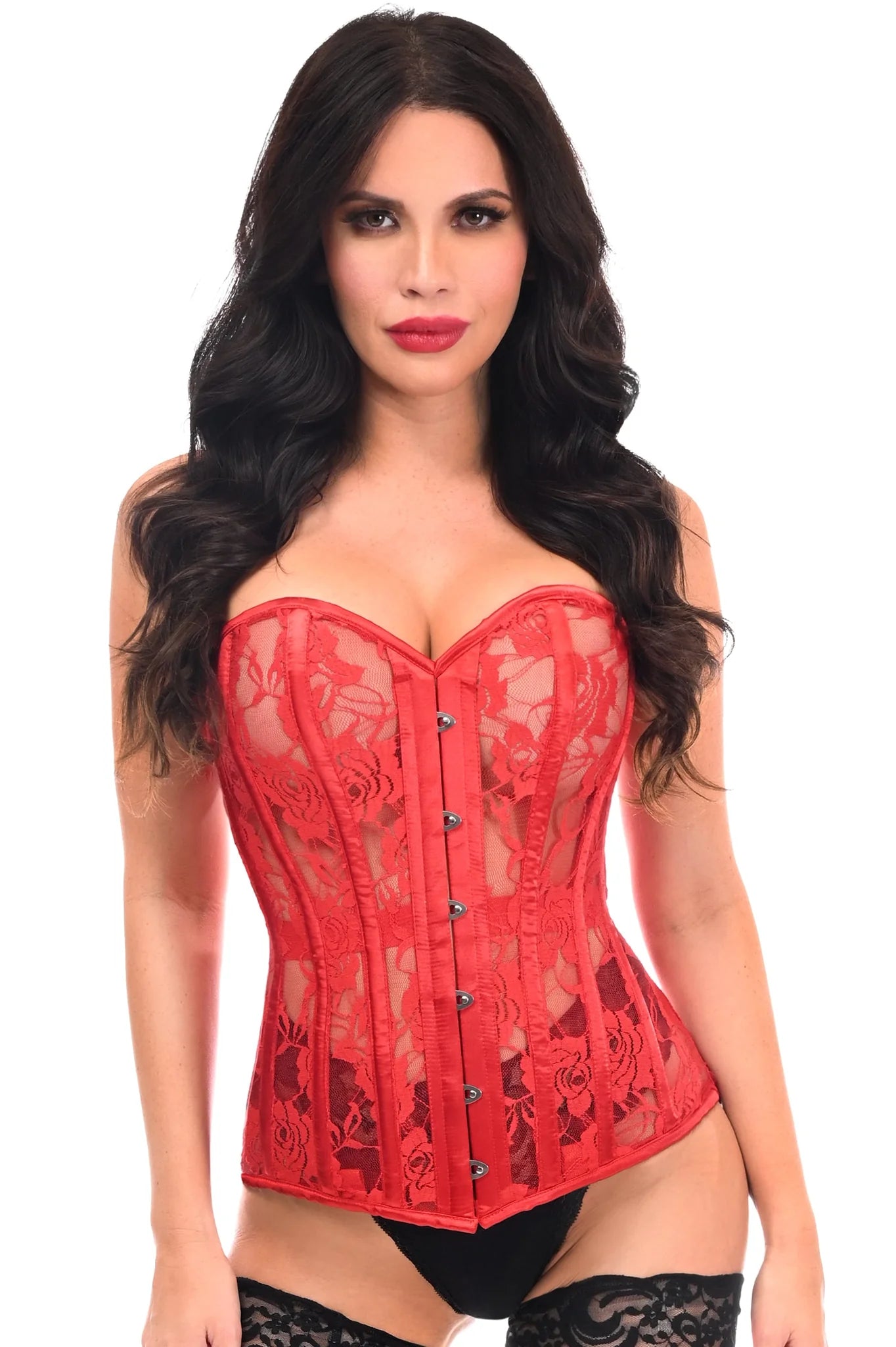 Lavish Sheer Lace Over Bust Corset