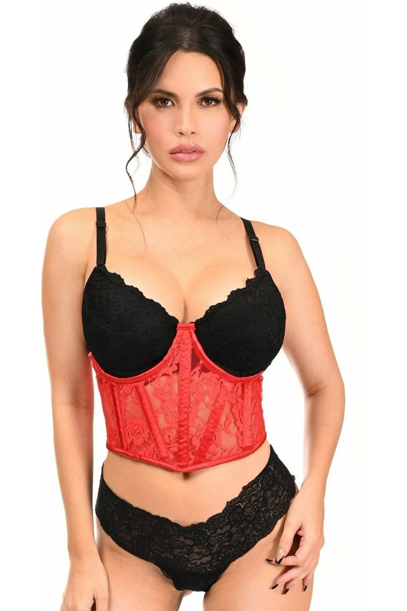 Lavish Sheer Lace Underwire Waist Cincher Corset