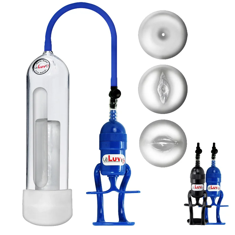 LeLuv EasyOp Z Grip Penis Pump Kit - 2.25" x 9" Magic Cylinder with Silicone Hose and Magic Sleeve - Vagina/Anus/Mouth