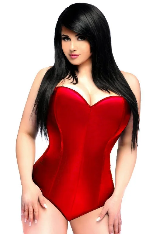 Lavish Plus Size Red Satin Corset Romper