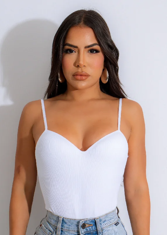 New Wave Ribbed Bodysuit White