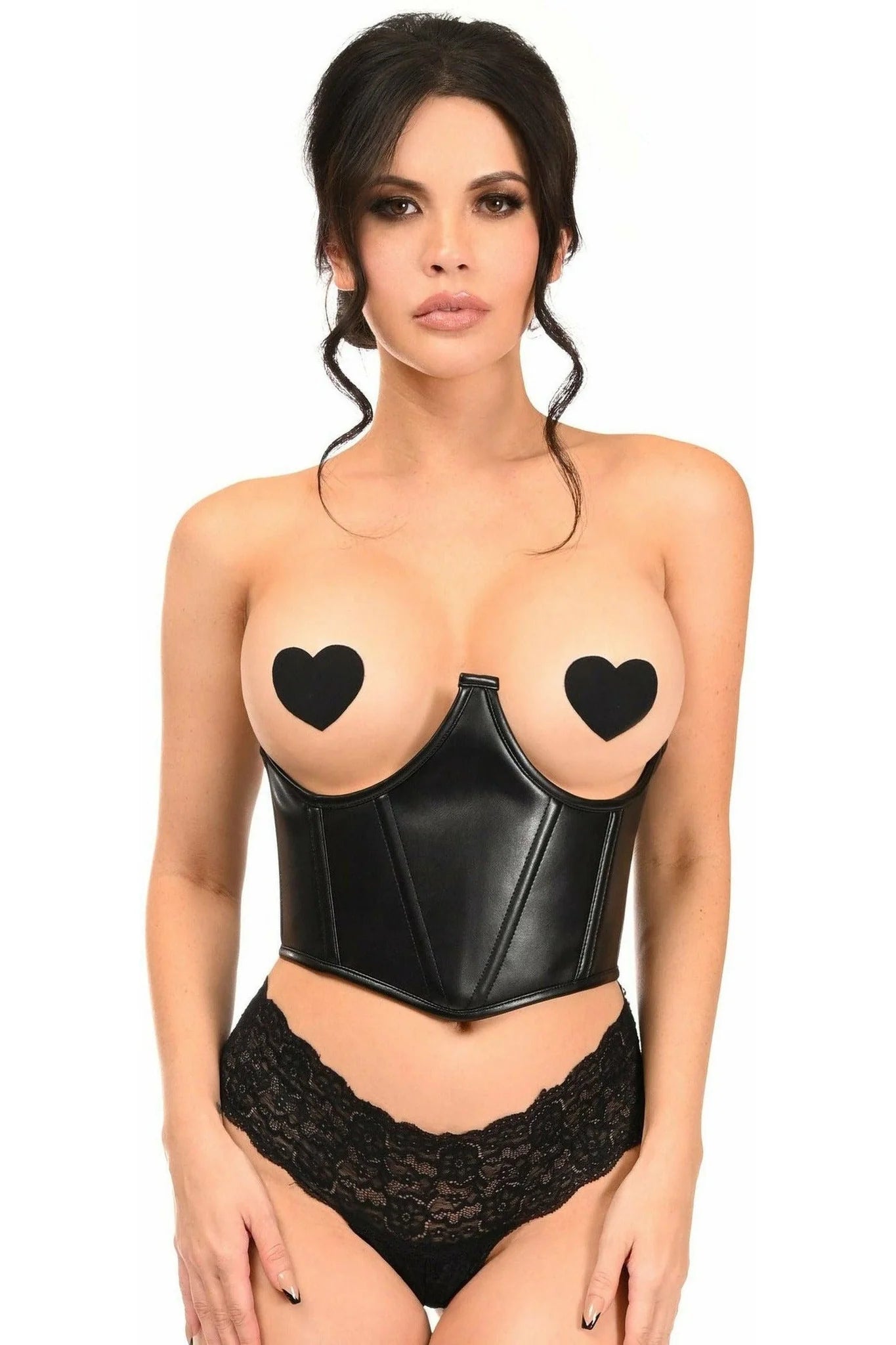 Queen Lavish Faux Leather Underwire Cincher Corset