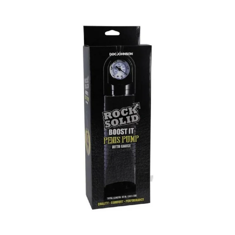 Rock Solid Boost It Penis Pump With Gauge Black/clear