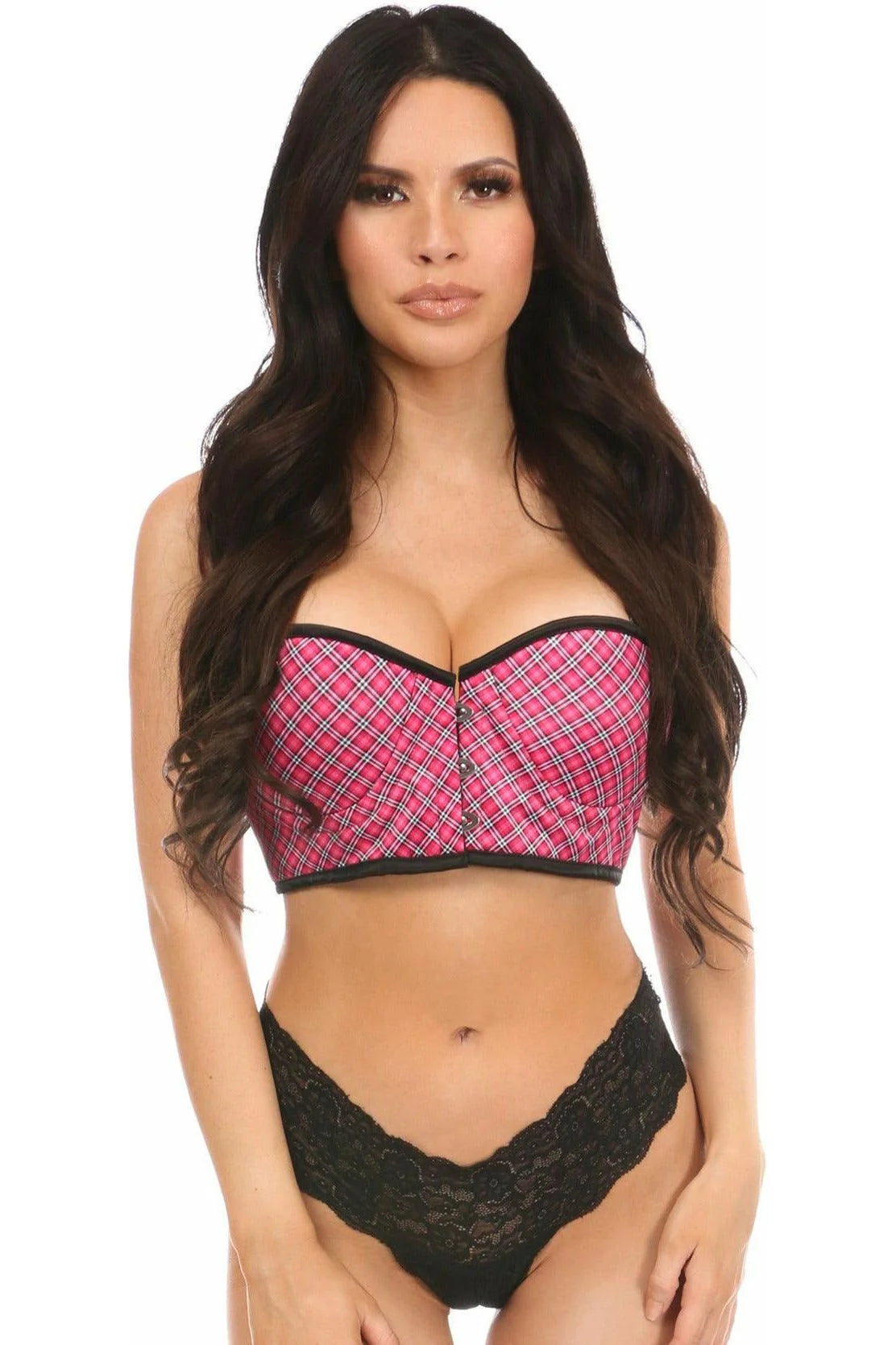 School Girl Plaid Cropped Bustier Top Small