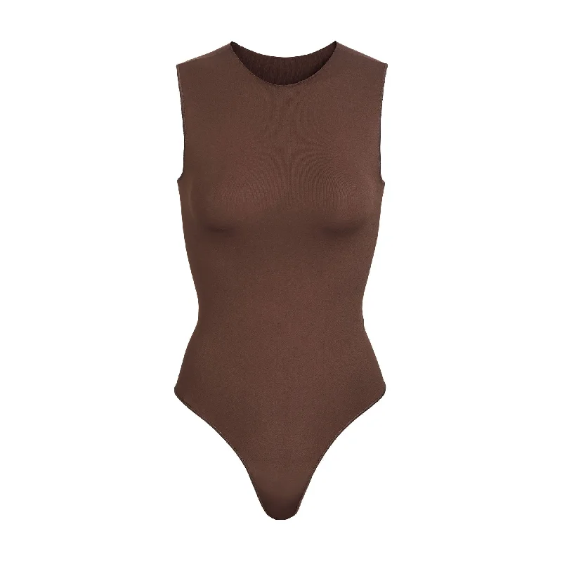 ESSENTIAL CREW NECK SLEEVELESS BODYSUIT | SMOKEY QUARTZ