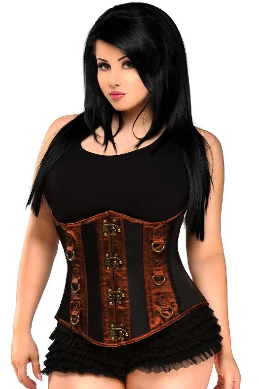 Top Drawer Black & Brown Steel Boned Underbust Corset