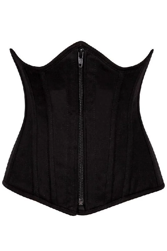 Top Drawer Black Cotton Underbust Steel Boned Corset