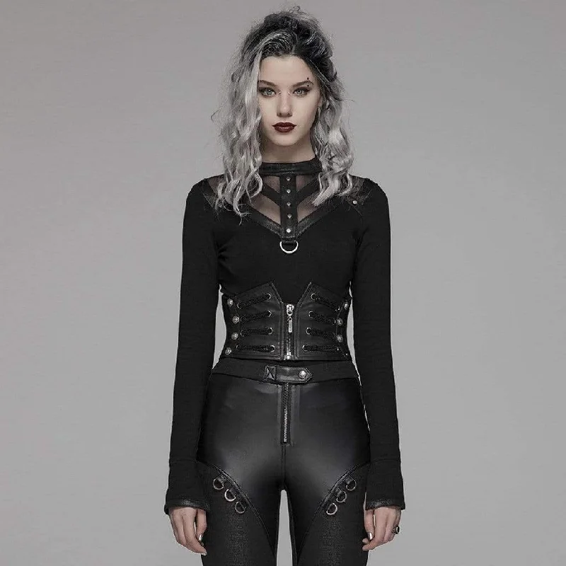 Women's Goth Front Zipper Faux Leather Underbust Corsets