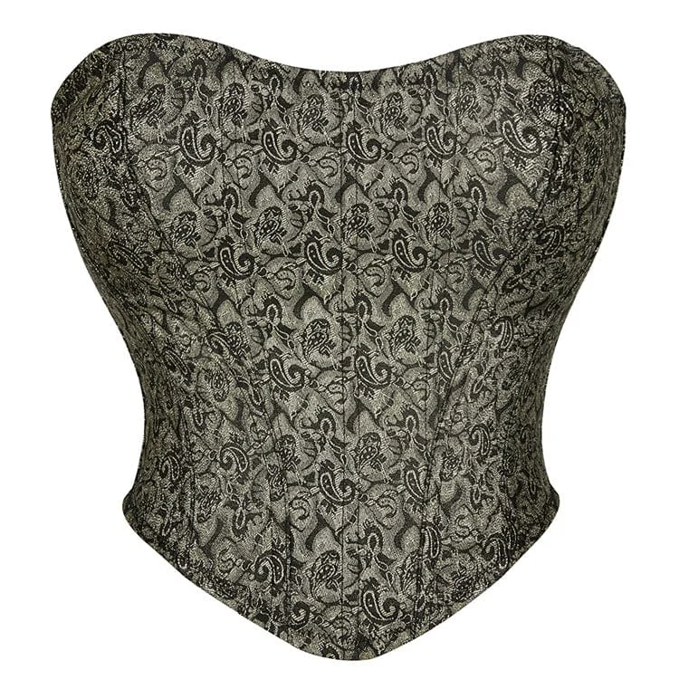 Women's Gothic Jacquard Zipper Overbust Corset