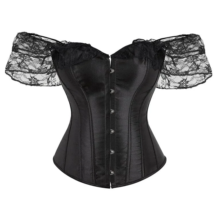 Women's Gothic Off Shoulder Lace Splice Overbust Corset