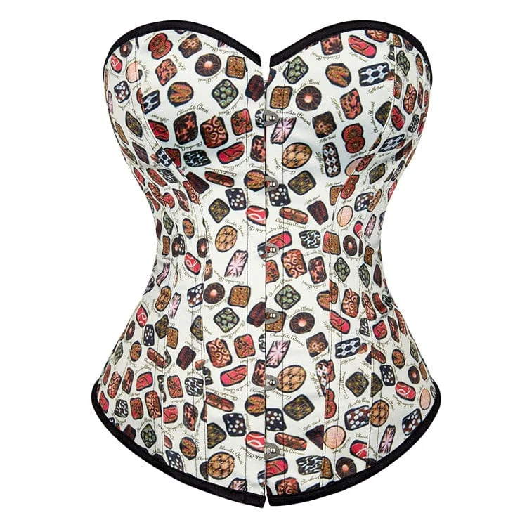 Women's Gothic Vintage Graffiti Printed Overbust Corset