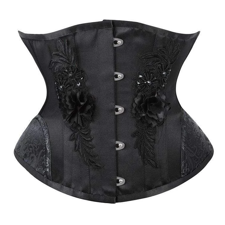 Women's Jacquard Embroidered Flowers Underbust Corsets