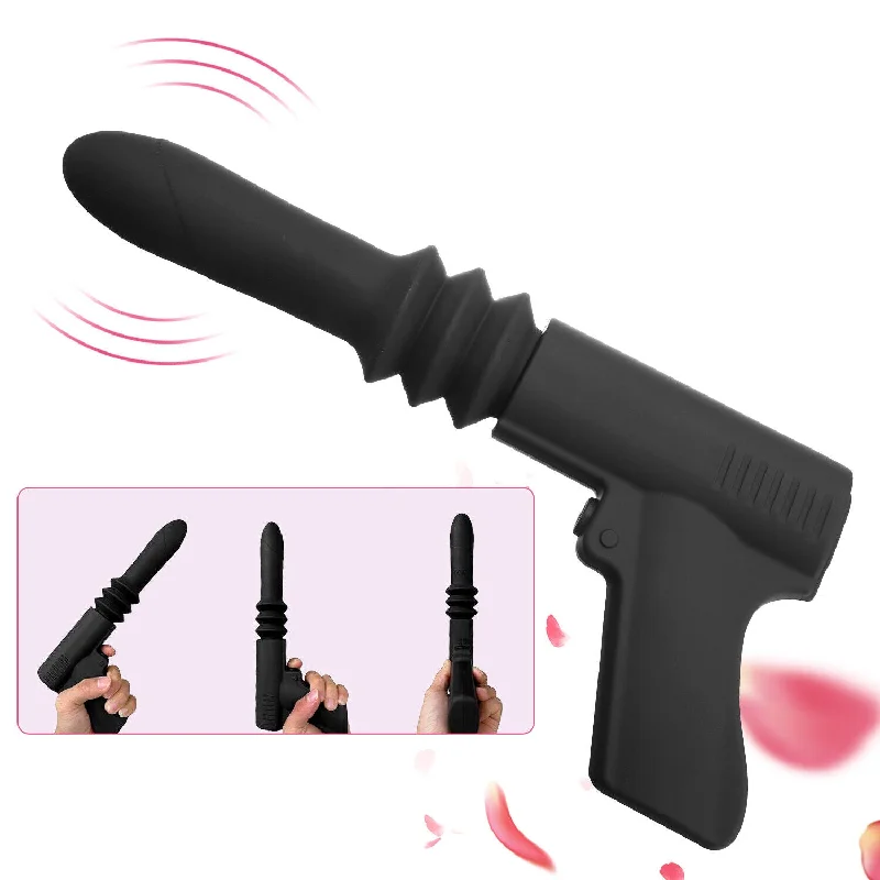 Automatic Telescopic Thrusting Black Dildo