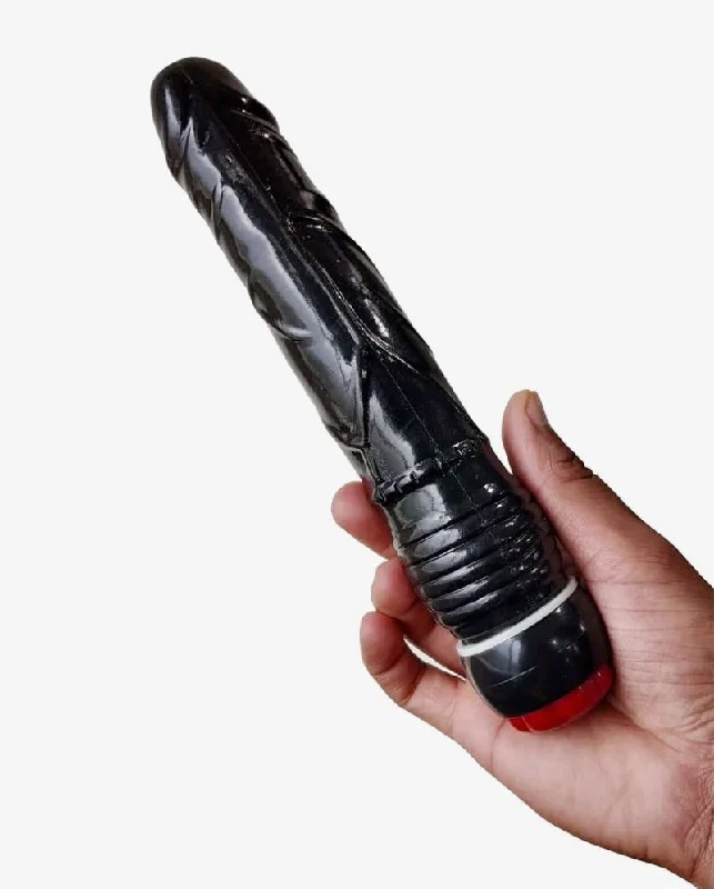 Black 8 Inch Stud Vibrating Dildo