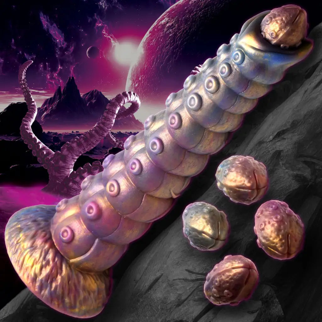 Creature Cocks Deep Invader Tentacle Ovipositor Silicone Dildo With Eggs