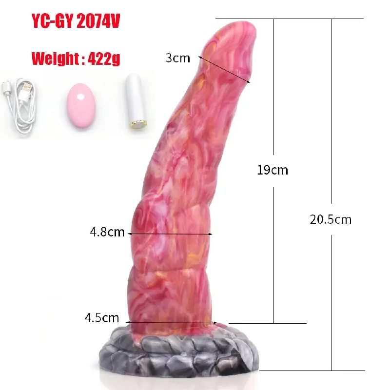 Gory Meat Color Vibrating Curved Dildo