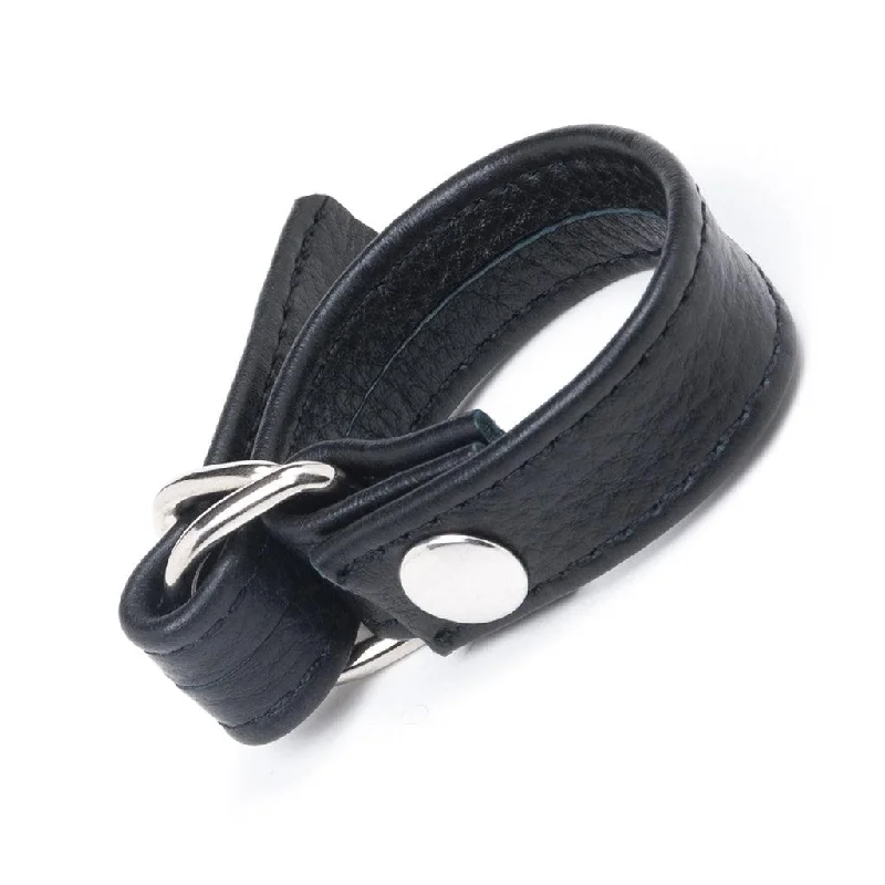 Leather Cock Ring with D-Ring, Black