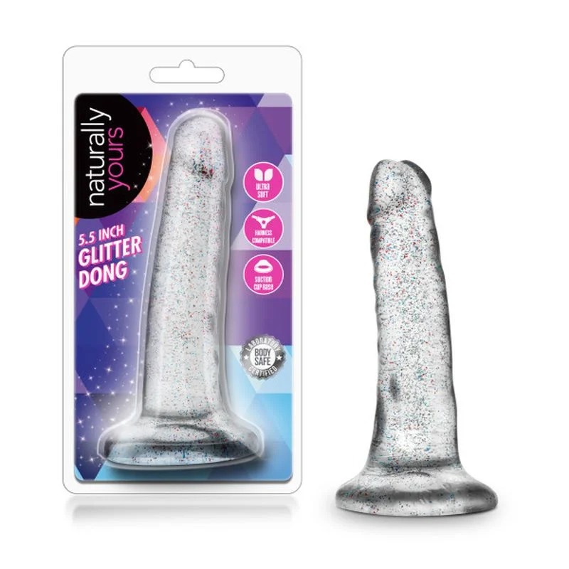 Naturally Yours - 5.5" Glitter Dong - Clear