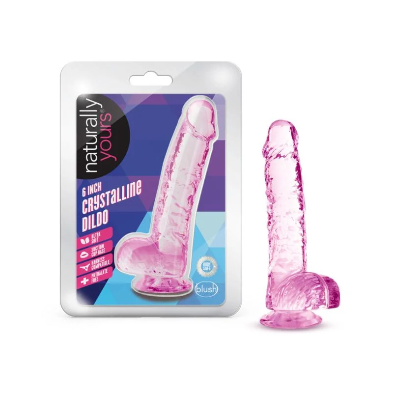 Naturally Yours - 6" Crystaline Dildo - Rose