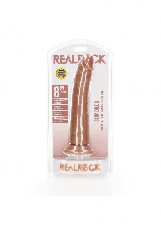 Realrock - Slim Realistic Dildo with Suction Cup 8''/ 20.5 cm - Tan