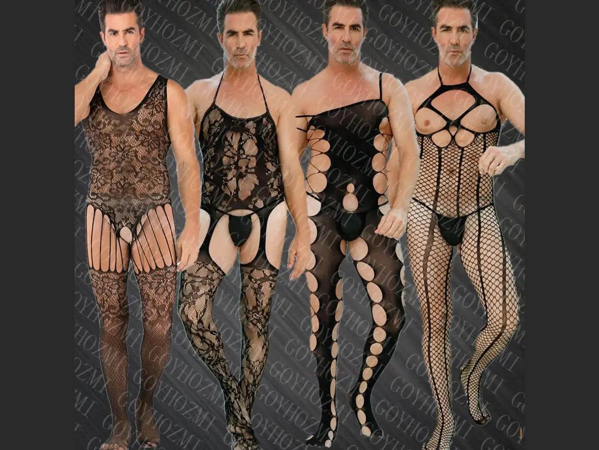 Gay Bodystocking | Male Lingerie Teddy Mesh Net Stockings Sleepwear