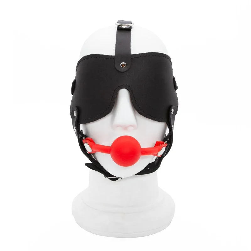 Silicone Ball Gag and Blindfold Head Harness